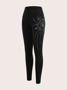 SHEIN ICON Pha lê Mô hình hoa Xà cạp - màu đen - Xem 2