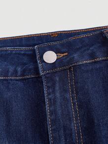 SHEIN Plus Ripped Flare Leg Jeans - Dark Wash - View 3