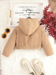 SHEIN Áo khoác lửng kẻ caro ấm áp đa năng thường ngày cho bé gái tuổi mới lớn - Màu Khaki - Xem 2