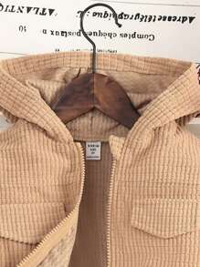 SHEIN Áo khoác lửng kẻ caro ấm áp đa năng thường ngày cho bé gái tuổi mới lớn - Màu Khaki - Xem 4