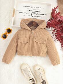 SHEIN Áo khoác lửng kẻ caro ấm áp đa năng thường ngày cho bé gái tuổi mới lớn - Màu Khaki - Xem 6