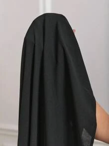 SHEIN Frenchy Plus Guipure Lace Trim Flare Sleeve Dress - Black - View 8