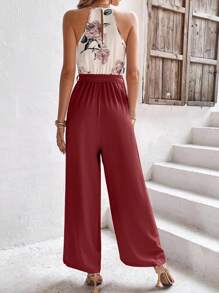 SHEIN Frenchy 休閒腰帶花卉印花女士連體褲