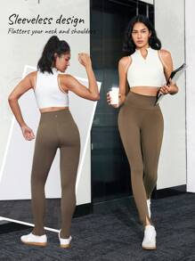 GLOWMODE FeatherFit™ Hot Fit 1/4 Half Zip Adjustable Tank - Creamy White - View 3