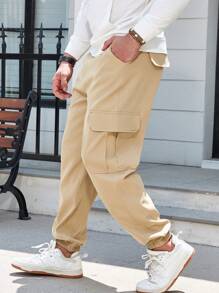 Manfinity Homme Men Plus Flap Pocket Side Cargo Pants - Khaki - View 6