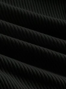 SHEIN MOD Drawstring Side Asymmetrical Hem Tee - Black - View 5