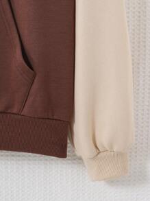 Teen Girl Letter Graphic Two Tone Drop Shoulder Sweatshirt - Multicolor - View 4