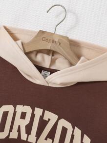 Teen Girl Letter Graphic Two Tone Drop Shoulder Sweatshirt - Multicolor - View 5