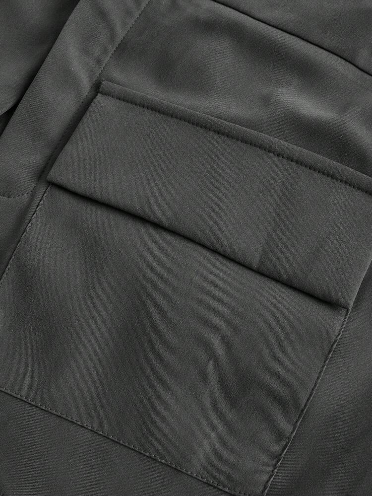 Flap Pocket Asymmetrical Hem Skirt