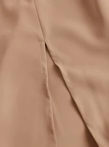 SHEIN MOD 大碼肩上打結高衩緊身吊帶連衣裙 - 摩卡棕 - 查看 3
