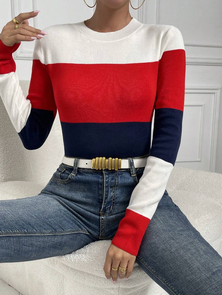 Chiquease 撞色條紋針織套頭毛衣 - 彩色 - 查看 1