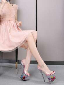 Châu Âu và Châu Mỹ Gợi cảm Thời trang Hộp đêm Mô hình Giày cao gót Dép xăng đan Với Pha lê trong suốt Đối với phụ nữ - Trong sáng - Xem 3