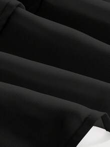 SHEIN MOD Black Bilayer Summer Frill Shirred Waist Two Layer Hem Skirt - Black - View 3