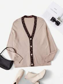 SHEIN LUNE Cardigan En Dentelle Épaule tombante À Bouton