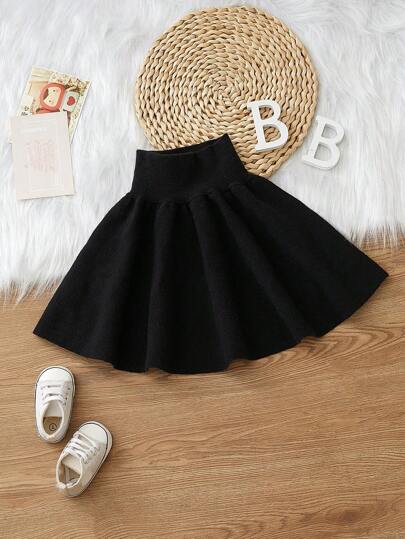 SHEIN Chica Joven Falda de punto unicolor amplio