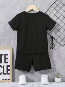 SHEIN garoto jovem Bloco De Cores Corrigido Bolso Camiseta & Shorts