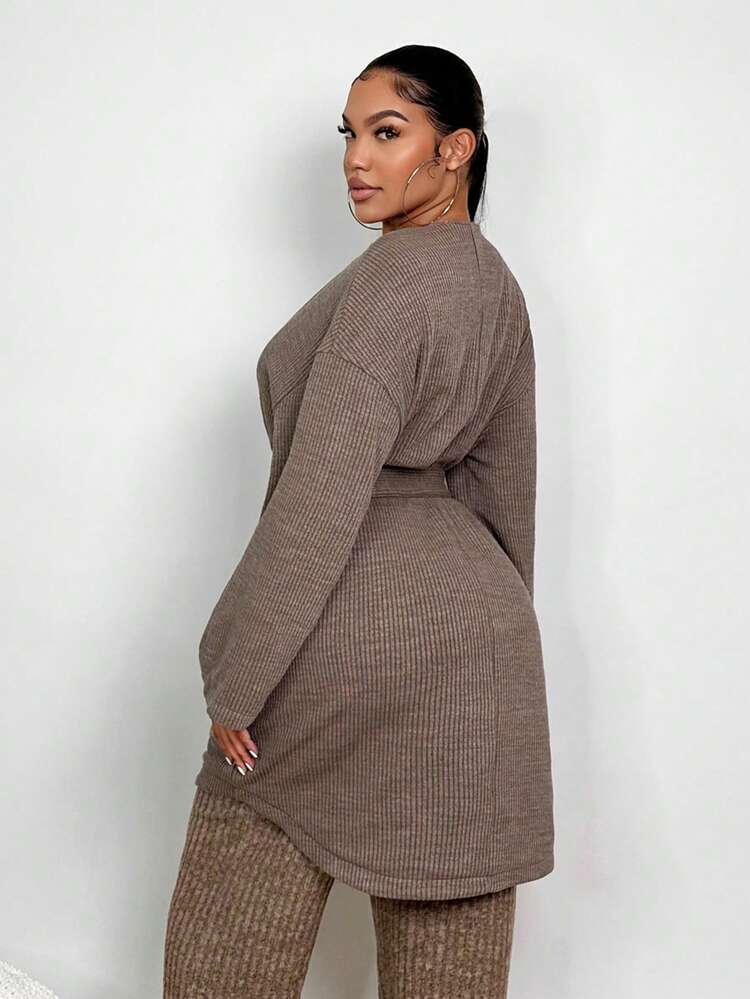 Drop Shoulder Belted Coat