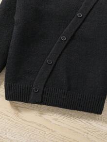 男小童紐扣細節套頭毛衣 - 黑色 - 查看 3