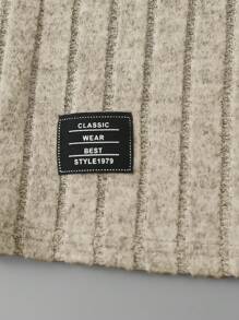 SHEIN Leap Crew Tween Boy Letter Patched Detail Tee - Khaki - View 5