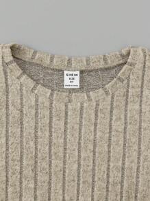 SHEIN Leap Crew Tween Boy Letter Patched Detail Tee - Khaki - View 6