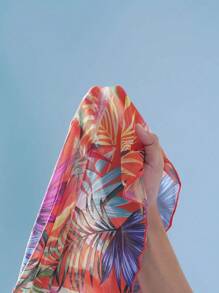 SHEIN Swim Summer Beach Tropical Print Tie Front Cover Up Dress - Multicolor - View 6