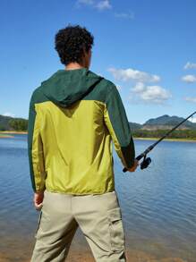 SHEIN In My Nature Men Colourblock Zip Up Hooded Jacket - Multicolor - View 2