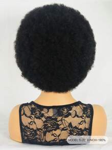 Encaje transparente Afro Kinky Curly 13 X 4 Cierre de encaje Peluca de cabello humano corto # 1B Cabello Remy prearrancado para mujeres - Natural Black - Ver 5