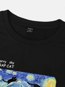 Manfinity Hypemode 男士大码標語&照片印花T恤 - 黑色 - 查看 4