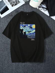 Manfinity Hypemode 男士大码標語&照片印花T恤 - 黑色 - 查看 5