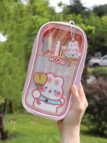 1pc Cartoon Rabbit Pattern Pencil Bag - Multicolor - View 1