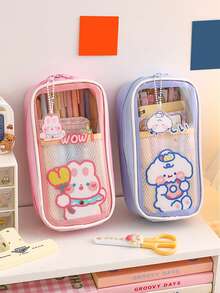 1pc Cartoon Rabbit Pattern Pencil Bag - Multicolor - View 3