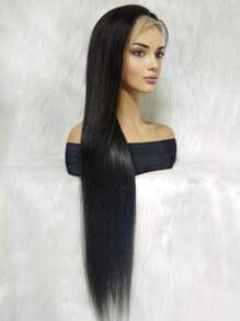 Transparent Lace Straight 13 X 4 Lace Front Human Hair Wigs For Women With Baby Hair Long Length Pre Plucked Handmade Natural Black Color 180 Density 22-28 Inch - SNatural - View 4