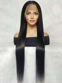 Transparent Lace Straight 13 X 4 Lace Front Human Hair Wigs For Women With Baby Hair Long Length Pre Plucked Handmade Natural Black Color 180 Density 22-28 Inch - SNatural - View 5