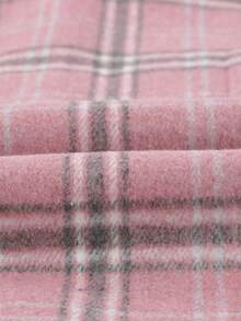 格子呢圖案落肩袖襯衫 - 粉色 - 查看 8