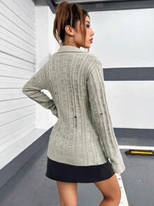 SHEIN Unity Cárdigan desgarro con botón delantero - Gris - Ver 2