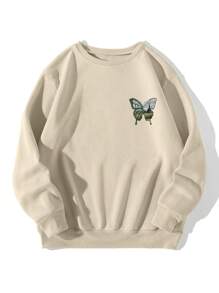 INAWLY Patterned Pullover Sweatshirt  Fall Outfit - Beige - View 2