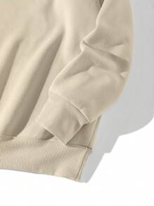 INAWLY Patterned Pullover Sweatshirt  Fall Outfit - Beige - View 3