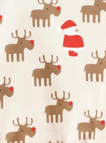 Baby Boy Christmas Elk Print Sweatshirt - Apricot - View 5