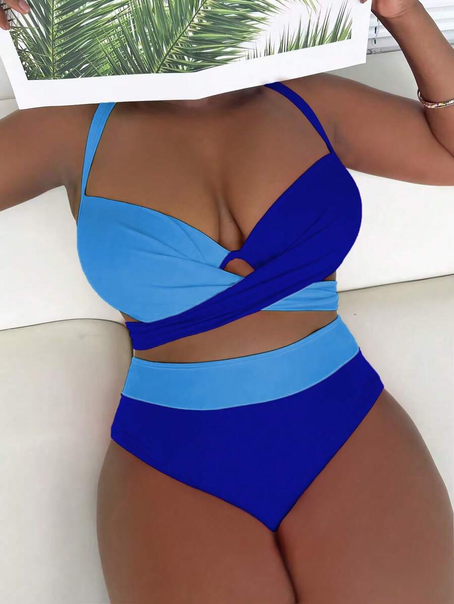 SHEIN Slayr Zestaw bikini Summer Beach Plus z blokami kolorów