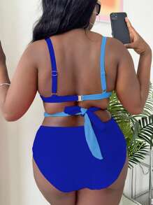 SHEIN Slayr Zestaw bikini Summer Beach Plus z blokami kolorów