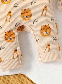 SHEIN 女嬰1入組獅子圖案前紐扣&帽 - 杏色 - 查看 5