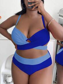 SHEIN Slayr Zestaw bikini Summer Beach Plus z blokami kolorów