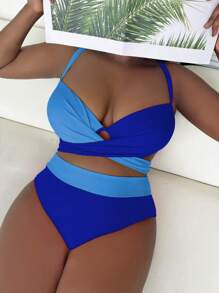 SHEIN Slayr Zestaw bikini Summer Beach Plus z blokami kolorów