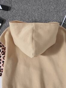 SHEIN 少女针织撞色豹纹印花宽松卫衣 - 彩色 - 查看 6