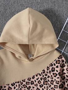 SHEIN 少女针织撞色豹纹印花宽松卫衣 - 彩色 - 查看 7