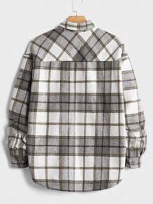 Manfinity VCAY 秋冬款男士超大格纹落肩大衣 - 彩色 - 查看 6