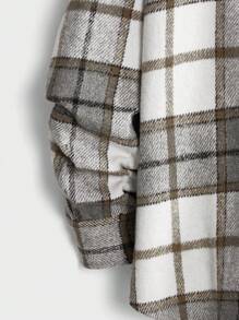 Manfinity VCAY 秋冬款男士超大格纹落肩大衣 - 彩色 - 查看 7