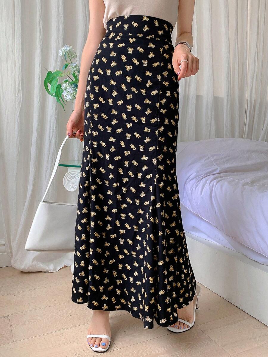 DAZY In Gấu Cao eo Váy nàng tiên cá - màu đen - Xem 1