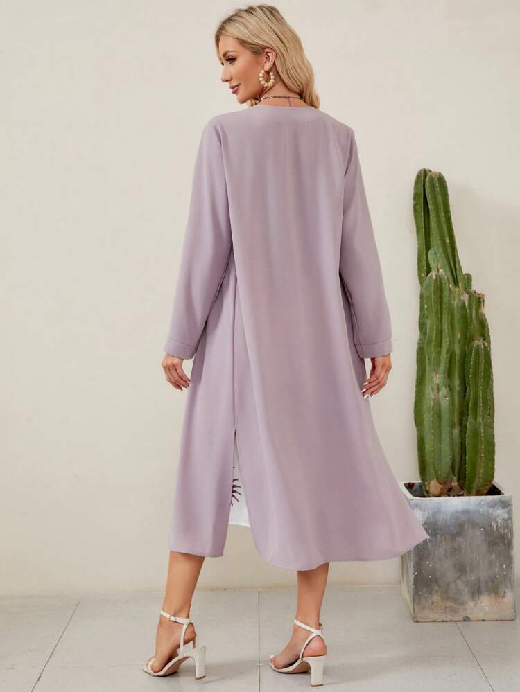 Floral Print Dress & Open Front Coat