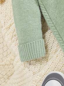 SHEIN 女嬰休閒可愛兔子耳朵連帽毛衣連身衣 - 薄荷綠 - 查看 3